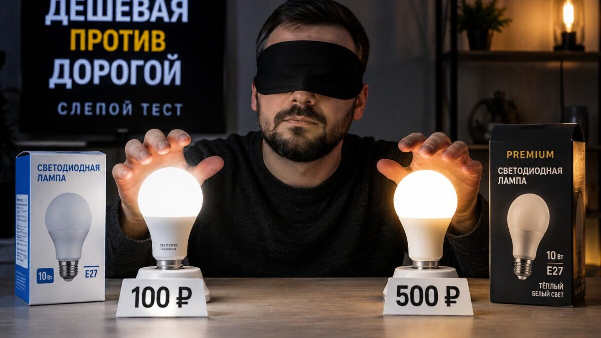 Дешевая светодиодная лампа за 100₽ против дорогой за 500₽: слепой тест, который вас удивит